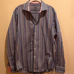 Men’s Multi Color Striped Bugatchi Button Down Shirt